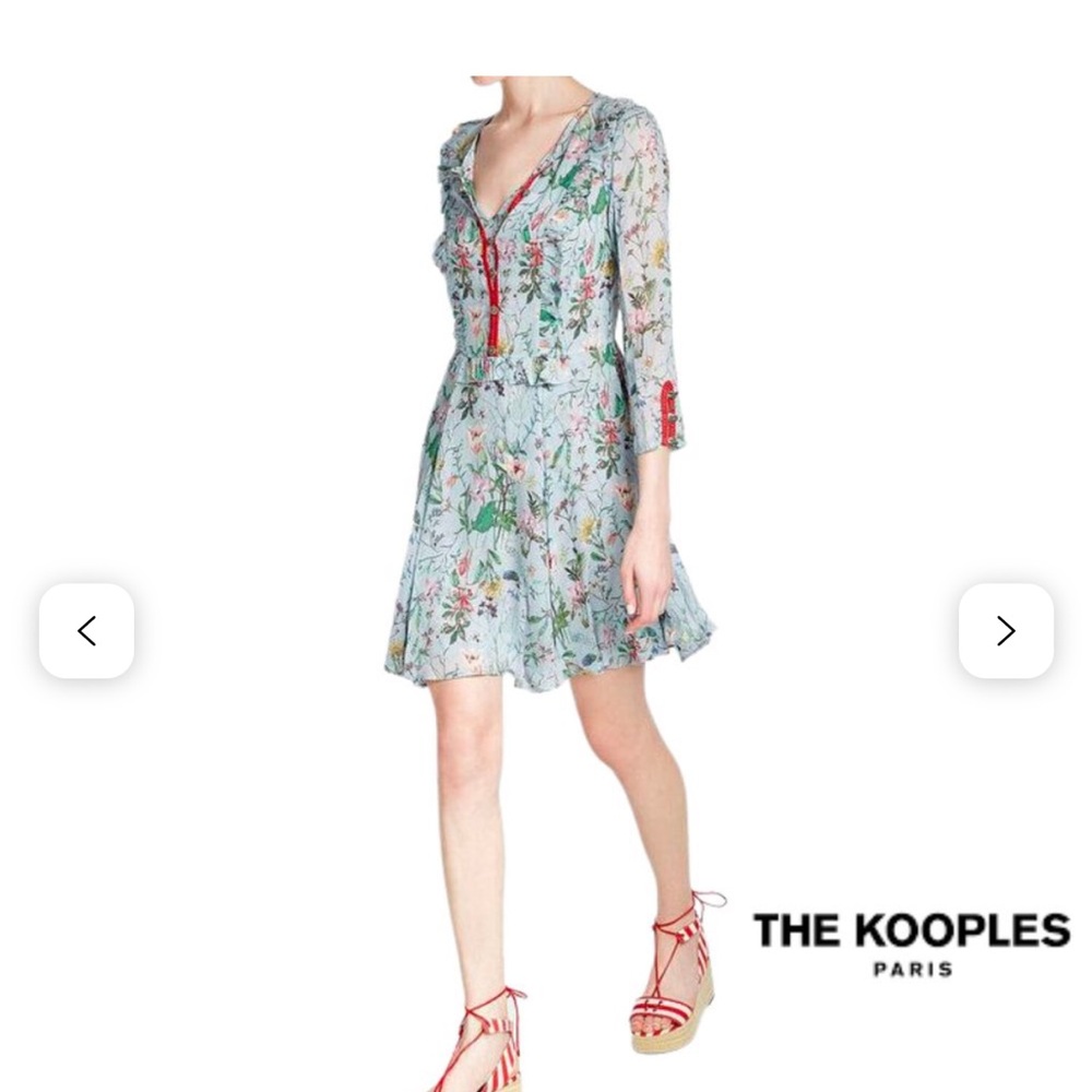 The Kooples Floral Mini Dress - Blue and Red
